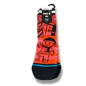 Stance Red and Black Graphic Crew Socks kids youth Large New